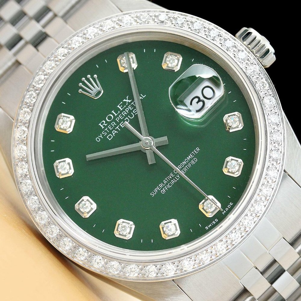 Men's Rolex Green Dial 18kt Gold Datejust! MINT!!